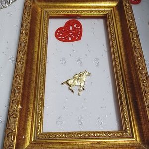 Vintage goldtone horse and jockey brooch with Lucky number 7